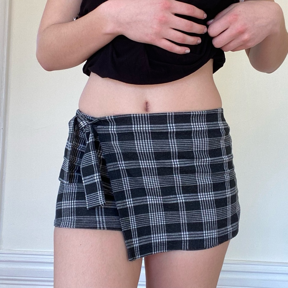 Black and white checkered skort